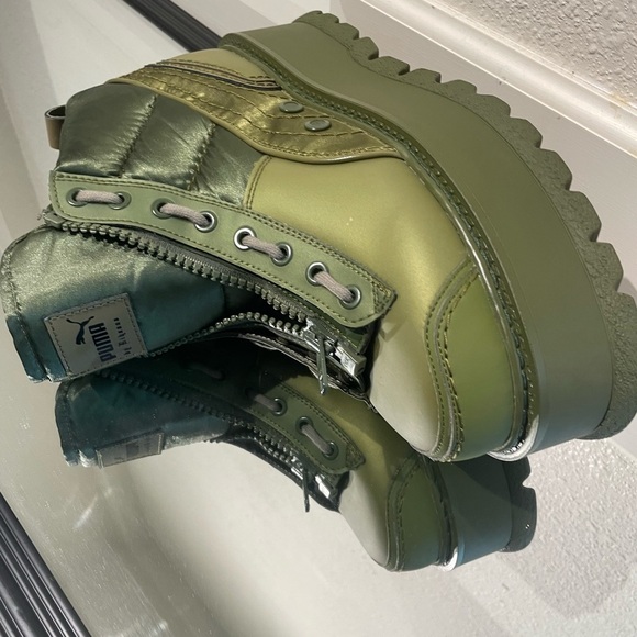 PUMA FENTY BY RIHANNA CYPRESS GREEN PLATFORM SNEAKER BOOTS - Picture 8 of 13